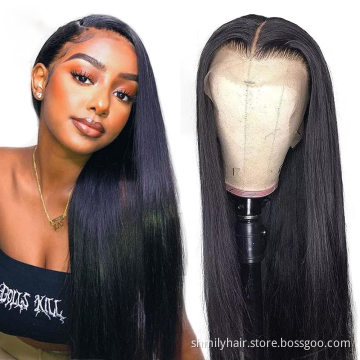 Shmily Wholesale 13x4 Lace Front Human Hair Wigs Pre Plucked Straight Lace Front Wig Brazilian Hair Wig For Black Women